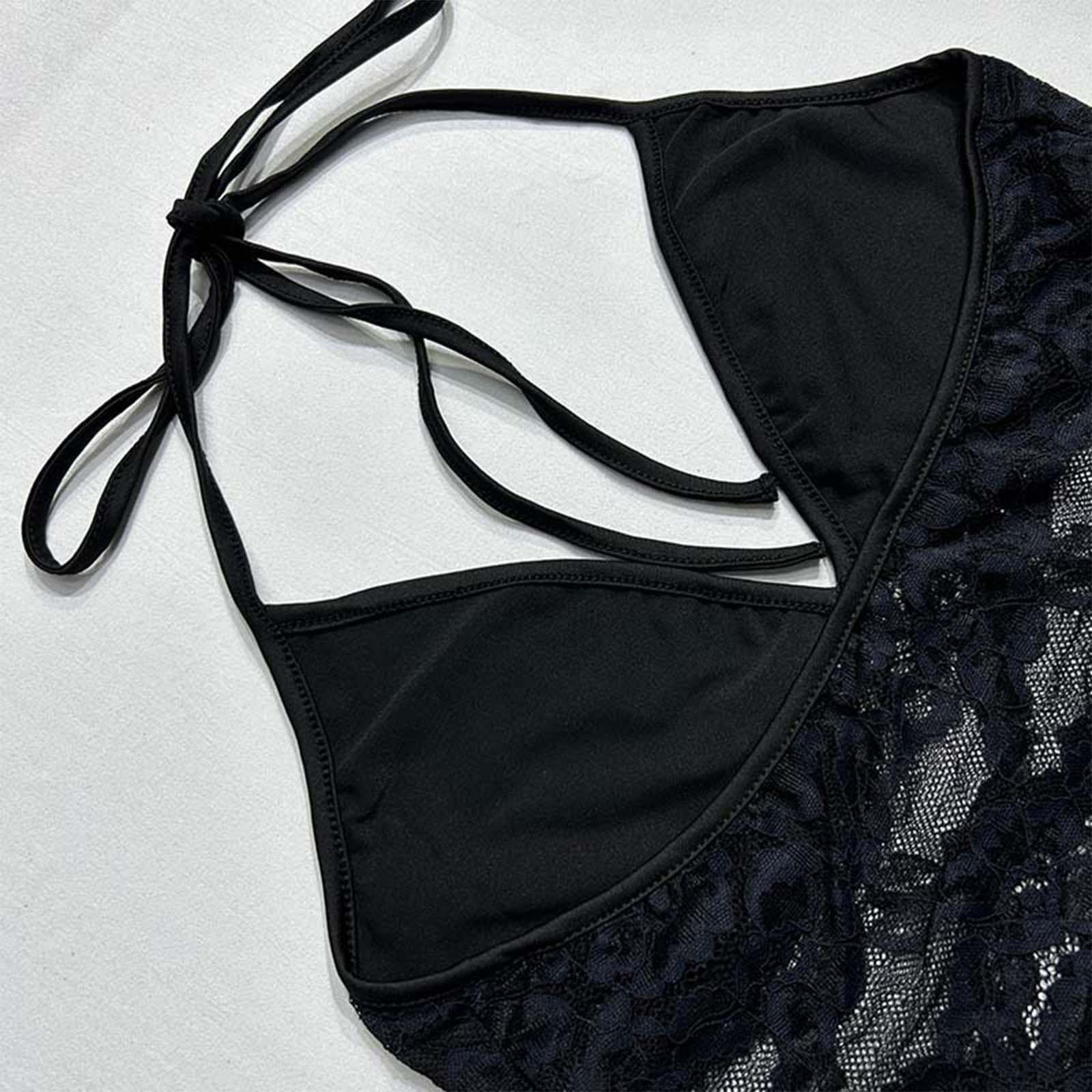 thumbnail image 5 of Conjunto de top con espalda transparente y falda lápiz para mujer - Contraste de malla bordada - Atractivo atuendo de club - Falda corta con detalle en la cintura, 5 of 8